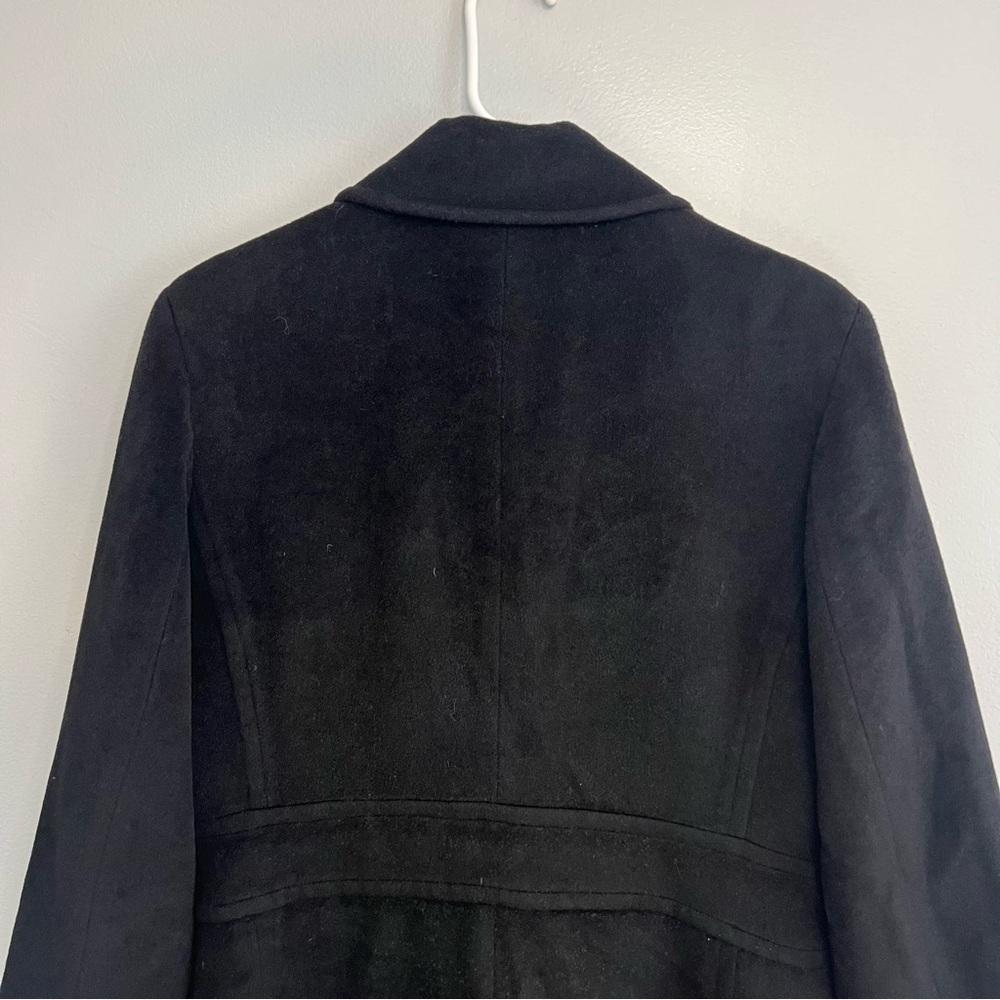 Mantello Womens Wool Angora Blend Pea Coat Dress Coat Jacket Black Sz 10 Classic - Picture 4 of 12